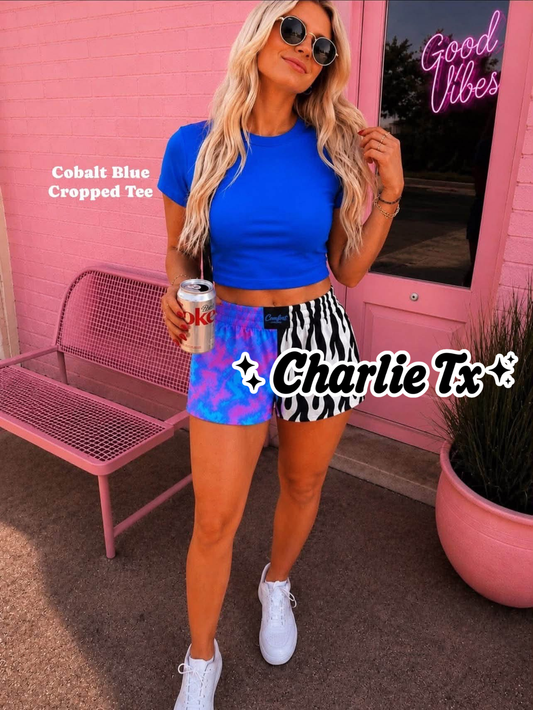 Cobalt Blue Cropped Tee