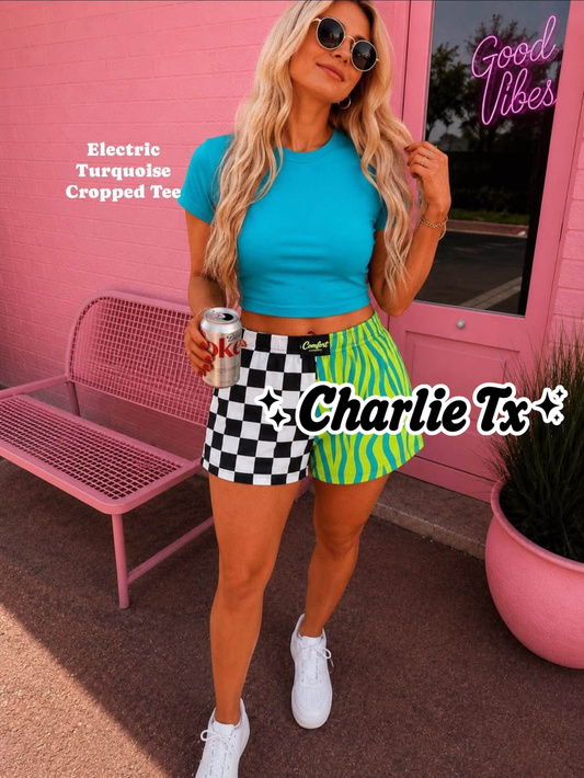 Electric Turquoise Cropped Tee
